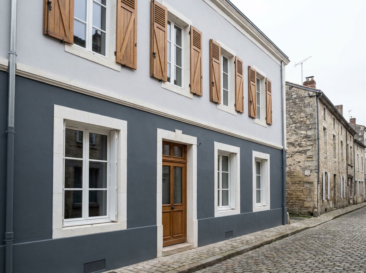 Maison de ville bicolore gris perle et gris ardoise