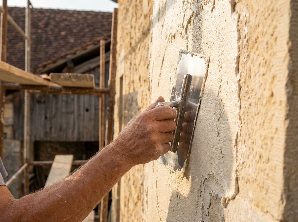 Application d'un enduit de façade à la taloche